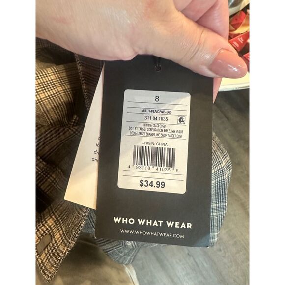 Who What Wear Plaid Pants Size 8 Gray White NWT - Picture 6 of 9